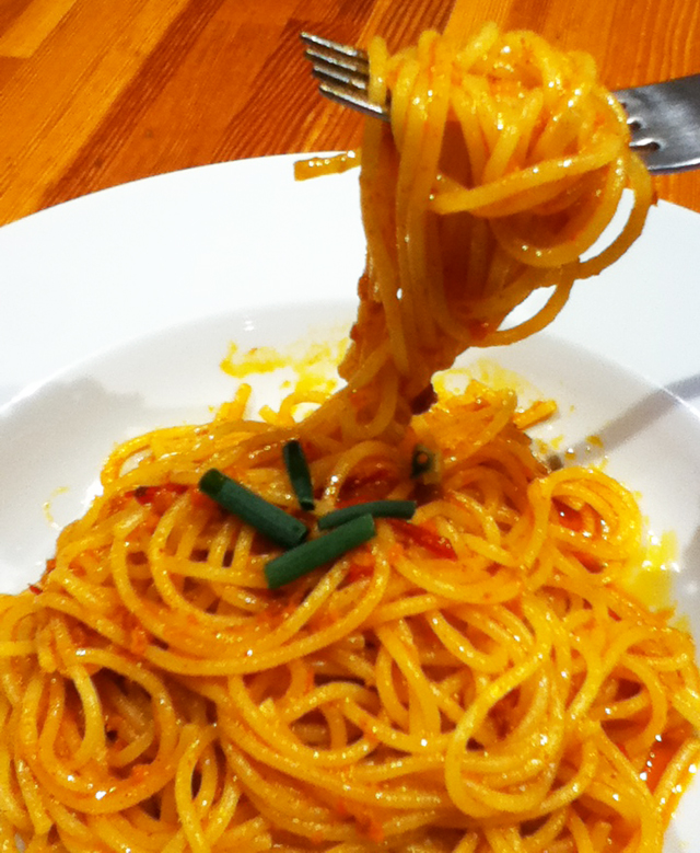 ンドゥイヤのスパゲッティ 赤いペペロンチーノ